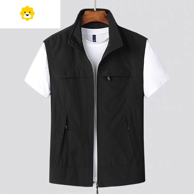 fish basket休闲马甲男春秋季夏装大码速干背心马夹户外旅游钓鱼爸爸