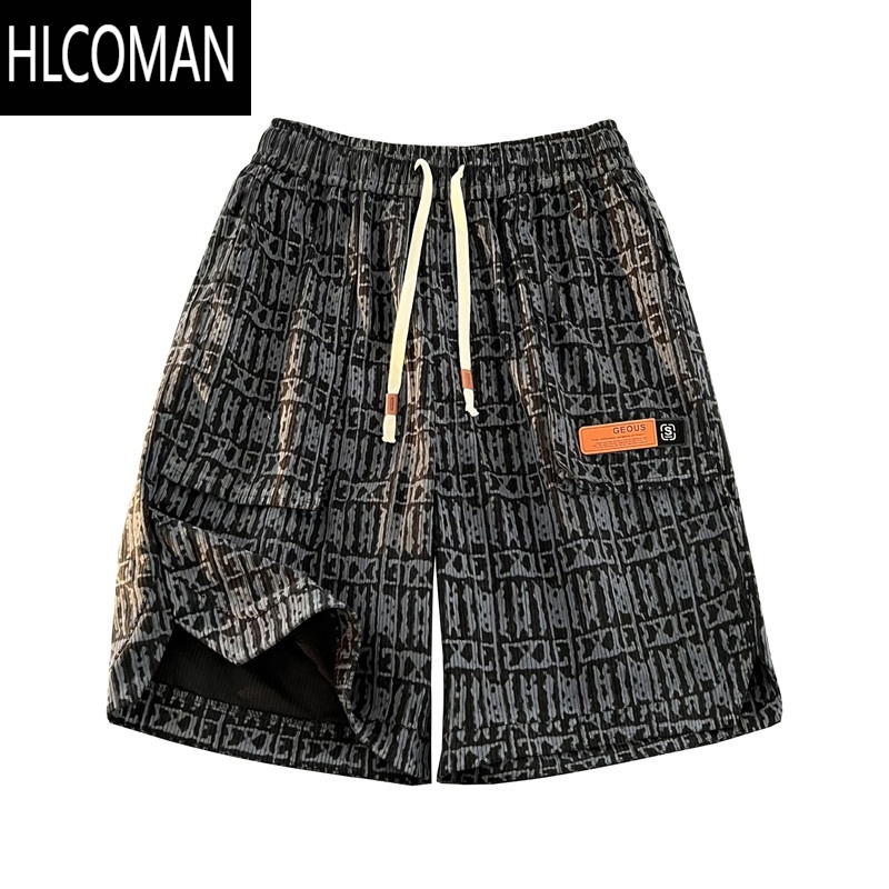 HLCOMAN工装短裤男2025夏季新款美式高街男生帅气大码跑步裤子直筒大裤衩高清大图