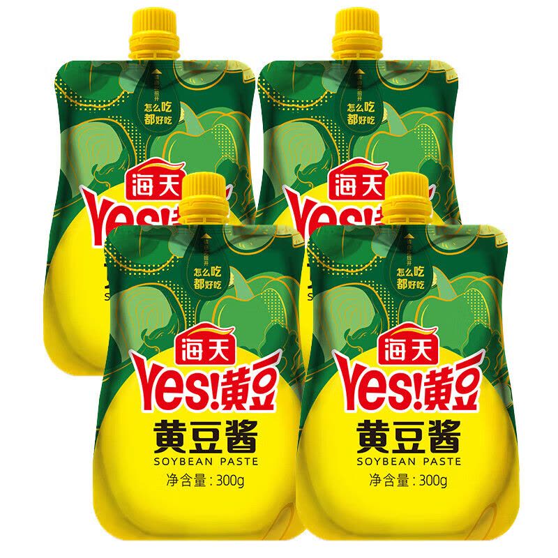 海天 豆瓣酱 黄豆酱300g×4袋 黄豆酿造炒菜拌面酱调味料东北大酱豆瓣酱图片