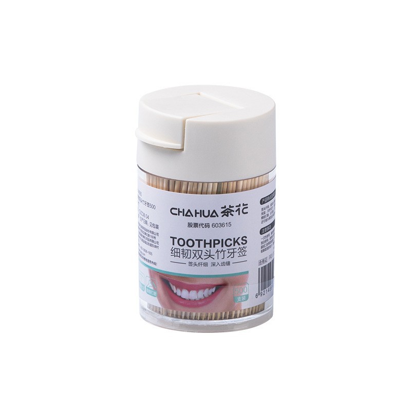 茶花一次性双头牙签装便携专用剔牙神器 [314005]细韧双头竹牙签罐装 500只高清大图