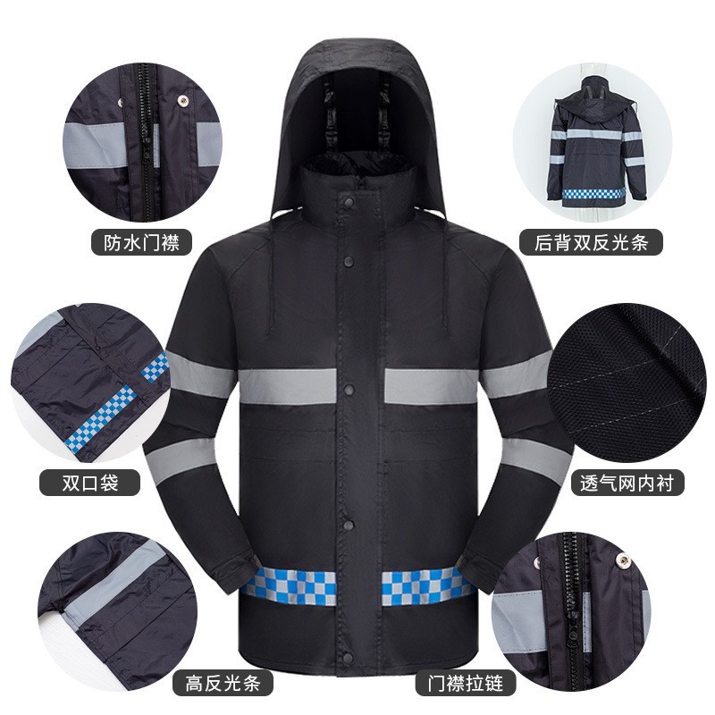 小窝厘 反光雨衣雨裤套装分体式雨衣 兰格绿 (M/L/XL/XXL)高清大图