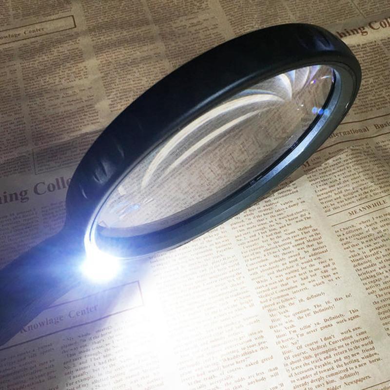 放大镜10倍150mm大镜面手持式放大镜阅读老人老年放大镜带灯