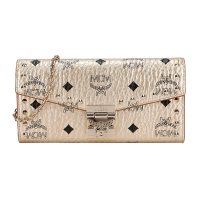 MCM 奢侈品 Patricia 女士香槟金色涂层人造革单肩斜挎链条包钱包小包 MYL8APA30T1001