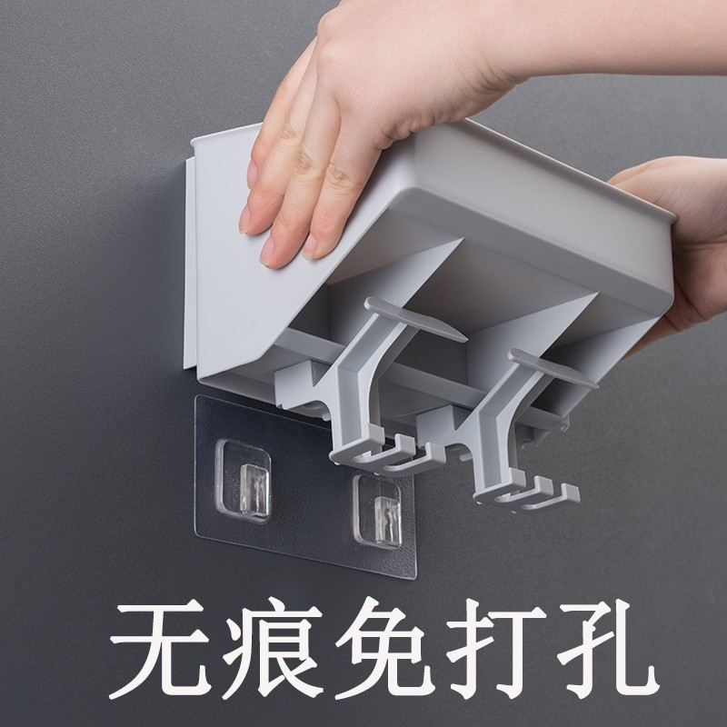卫生间牙刷置物架吸壁式牙刷架壁挂洗漱架牙刷筒牙刷杯漱口杯套装 三维工匠 升级款带抽屉深粉色3口
