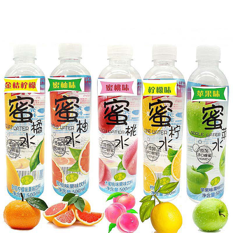依能蜜柠水蜜柚柠檬蜜桃蜜橘多口味果味饮料500ml245瓶装