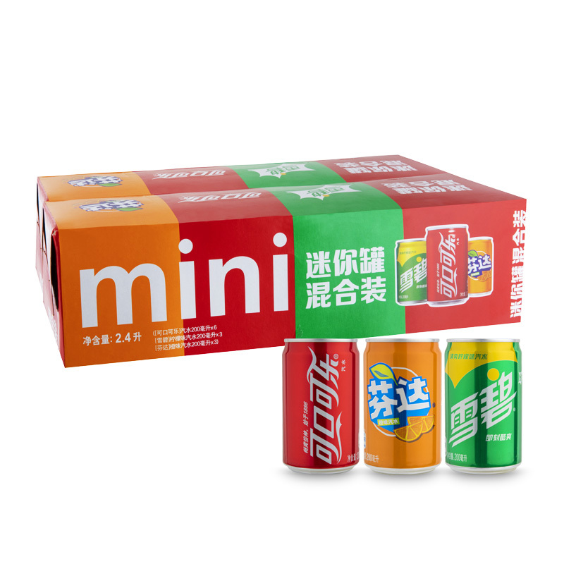 可口可乐 Coca-cola 可乐*12+雪碧*6+芬达*6 迷你罐 混合定制包装 200ml*12*2罐 可口可乐公司