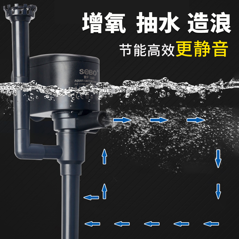 多功能潜水泵鱼缸过滤泵水族箱三合一小型增氧循环抽水泵高清大图