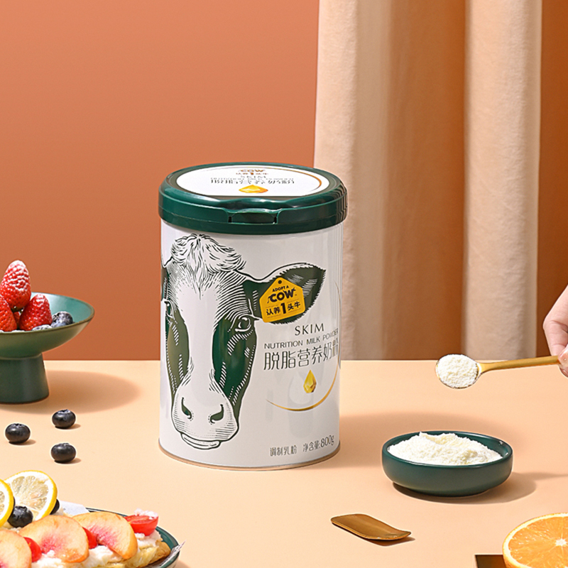 认养一头牛脱脂奶粉800g牛奶成人成年大学生中老年早餐高钙奶粉