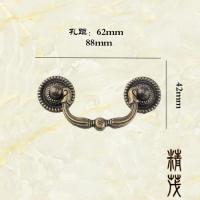 精茂-357印花欧式青古铜单孔抽屉厨房仿古衣橱柜把手孔距62mm 青古铜
