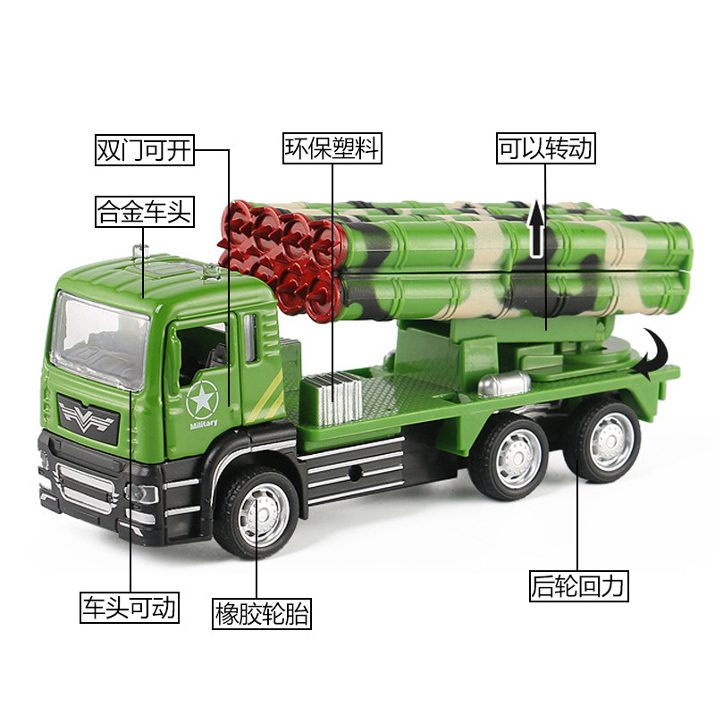 【1个装】军事系列合金战车玩具模型1:55 导弹车 火箭车 货运车任选一款