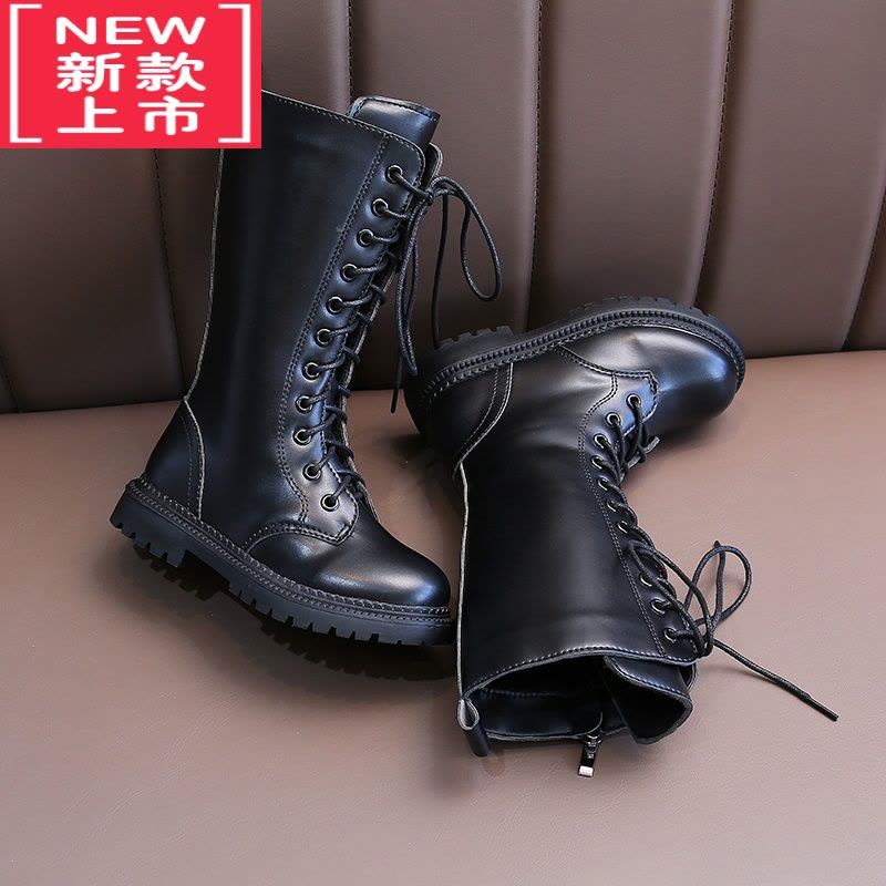 可莉允儿童靴女童马丁靴冬季2022年新款公主长靴子韩版中大童加绒高筒靴图片