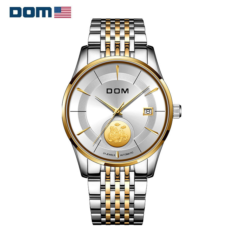 美国dom多姆品牌全自动机械机芯镂空时尚防水表休闲情侣男士女士手表m