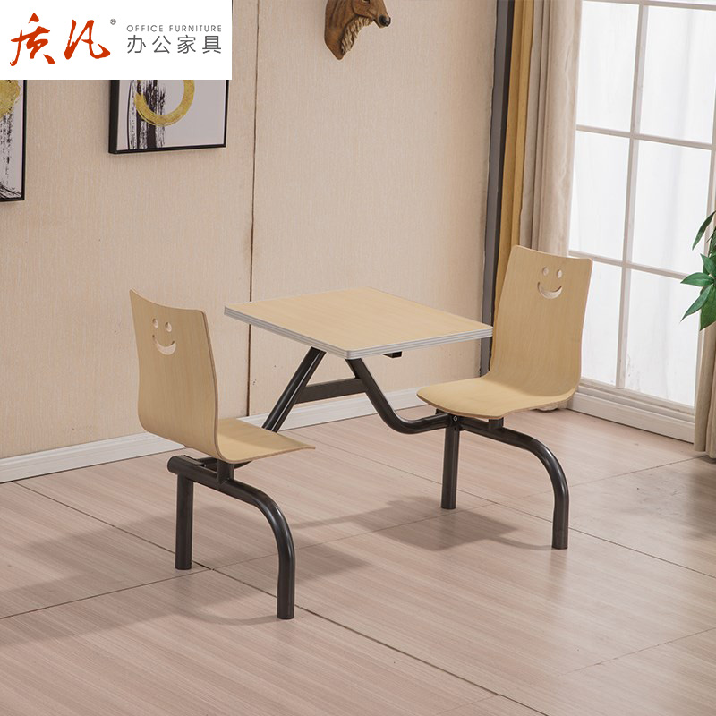 质凡员工食堂餐桌椅肯德基连体桌椅小吃奶茶店麦当劳快餐桌高清大图