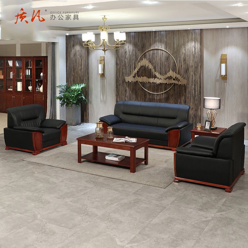 质凡现代简约西皮沙发简约接待沙发 2050*860*900mm高清大图