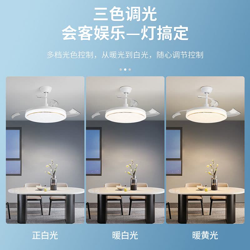 雷士照明(NVC)吊扇灯客厅餐厅家用风扇吊灯简约现代电扇灯具遥控变频隐形风扇灯图片