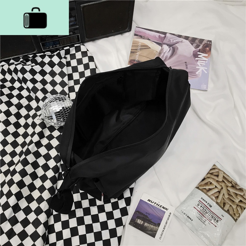 韩国ins简约暗黑风尼龙布斜挎包包女原宿校园学生单肩书包男情侣NEW LAKE女士双肩包高清大图