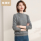恒源祥2024秋冬半高领羊毛衫上衣女气质小钻毛针织衫外穿绣花毛衣