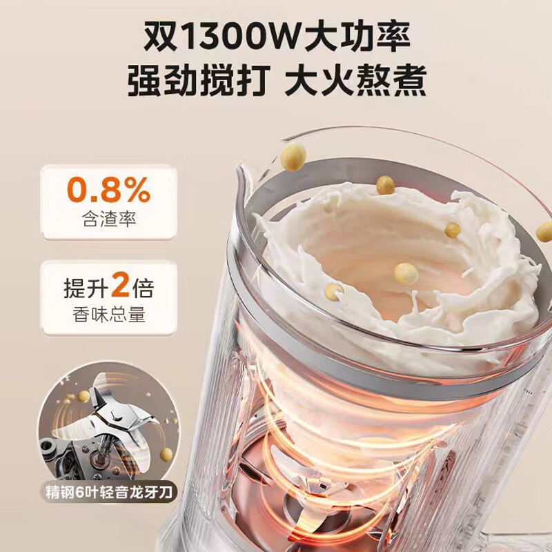美的(Midea)破壁机MJ-PB13S69低音破壁系列1.75L可拆洗榨汁机家用豆浆机全自动清洗智能预约料理机