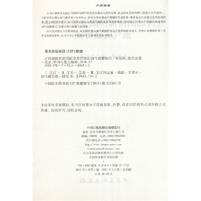 正版新书]辽河坳陷西部凹陷变质岩潜山油气成藏特征吴伟涛,高先高清大图