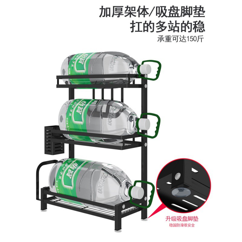 台面厨房置物架调料架黑色油盐酱醋多双层不锈钢调味用品收纳架子收纳层架 三维工匠高清大图
