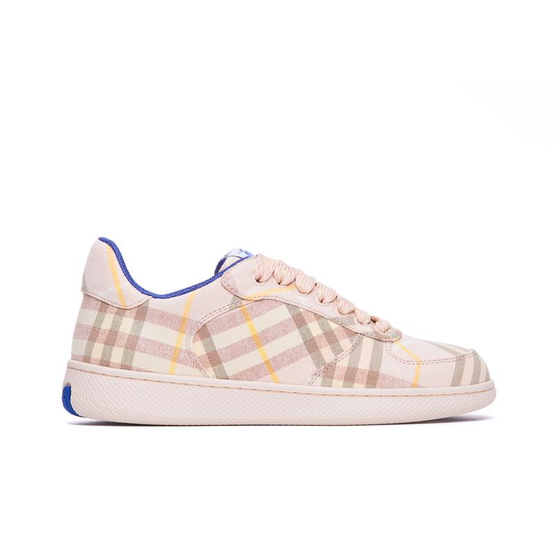 博柏利(BURBERRY)女款亚麻氨纶拼接透气缓震休闲运动鞋户外百搭潮 浅棕色 37.5
