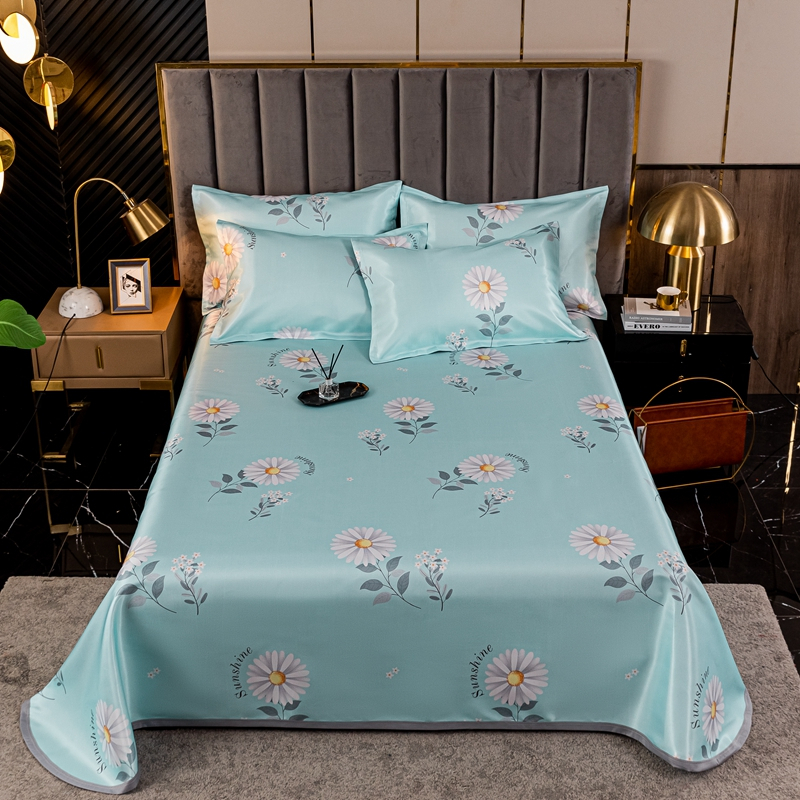 冰丝床单凉席套件印花冰丝席二三件套1.8m 床上用品可水洗床单款凉席二三件套空调席子1.5m