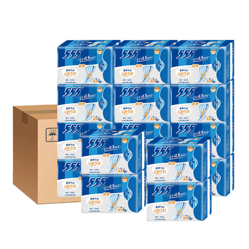 555/三五卫生巾健康全护超长夜用棉质16包360mm 棉柔 国产 姨妈巾高清大图