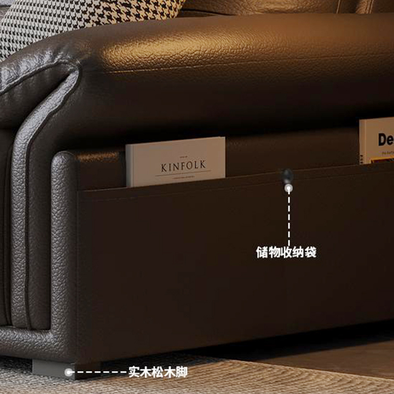 虔度真皮沙发头层牛客厅小户型直排简约意式轻奢现代皮艺沙发高清大图