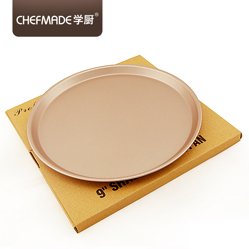 学厨 CHEFMADE 烘焙模具 金色9寸不粘披萨浅款盘披萨圆形烤盘 厨房工具WK9043