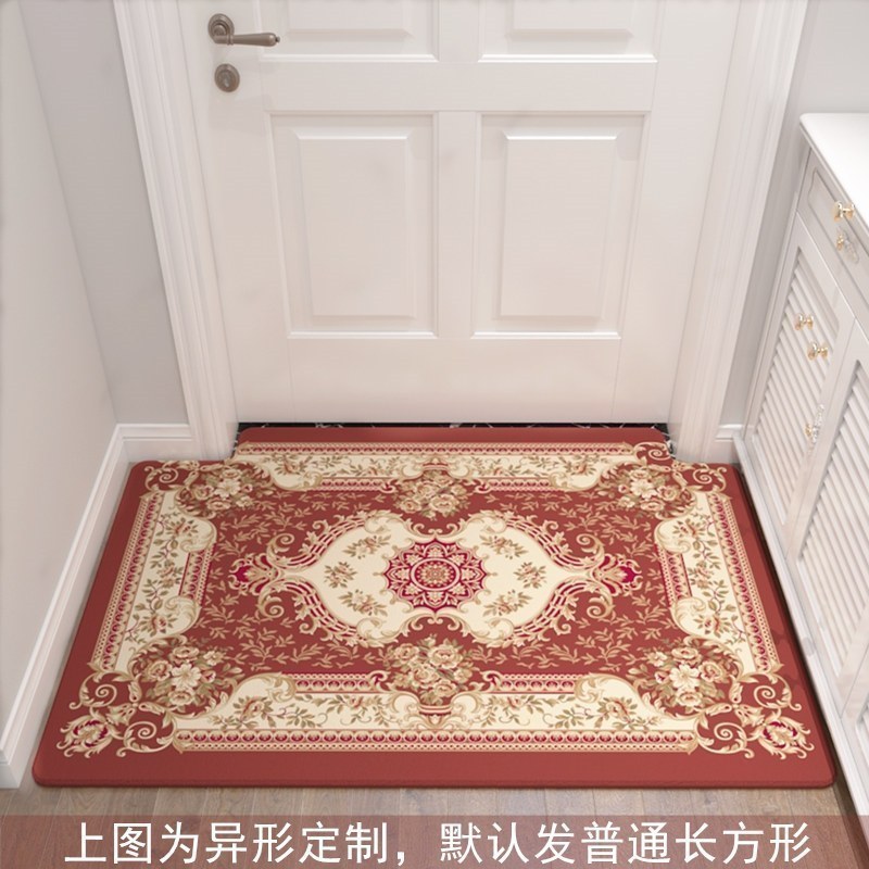 入户地垫垫进踩脚垫子可裁剪口家用欧式客厅厨房地毯卧室_1_187 0.5×0.8米（支持裁剪，可定制） 酒红色欧式酒红