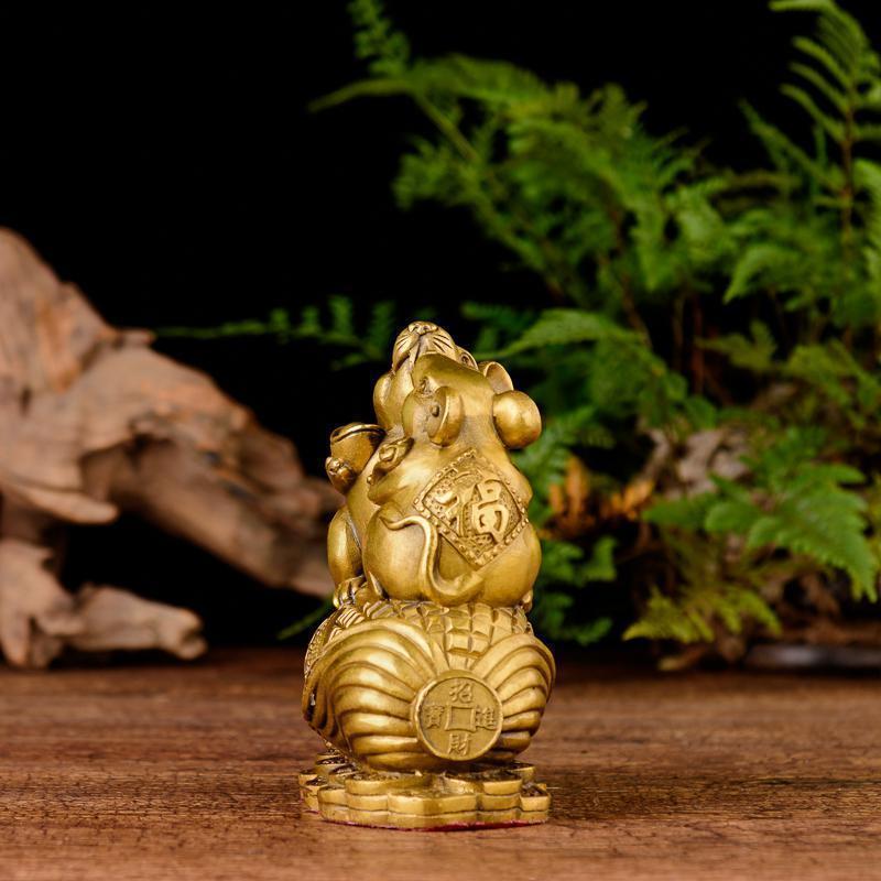铜老鼠摆件 纯铜生肖鼠金鼠客厅旺财鼠年_316_964