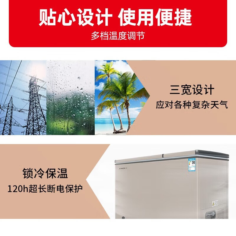 星星(XINGX) 232升家用冰柜 冷柜 商厨商用保鲜柜 双温冰柜 顶开门 微霜系列 强冷冻力 BCD-232R高清大图