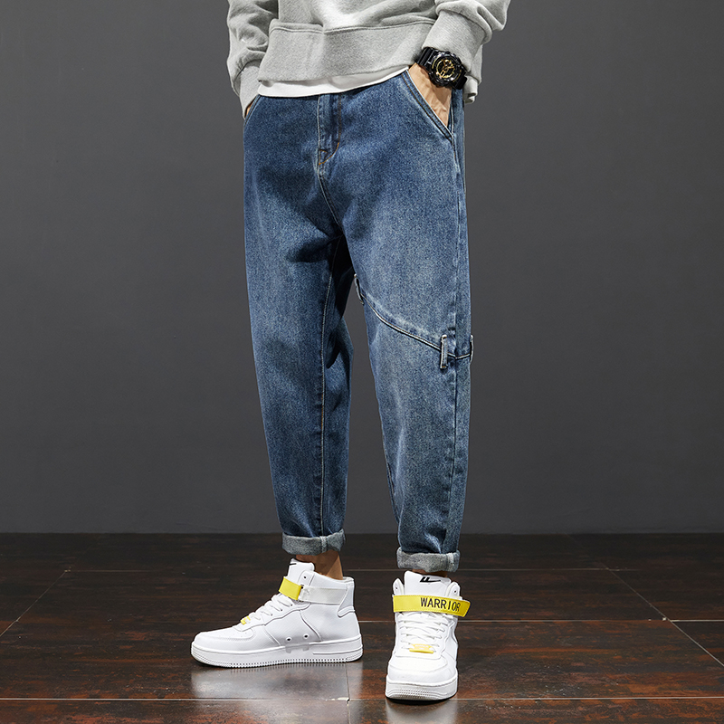 newlake牛仔裤男直筒宽松潮牌秋冬款2020胖子配马丁靴