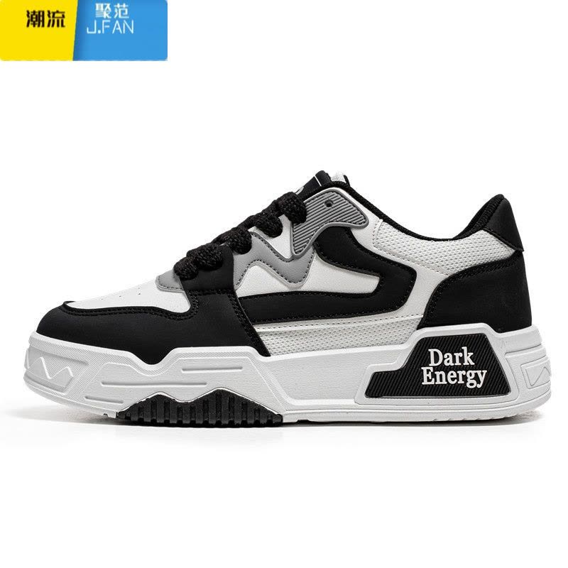 聚范男鞋2024新款夏季透气黑白熊猫板鞋男款休闲运动厚底防滑网面潮鞋图片