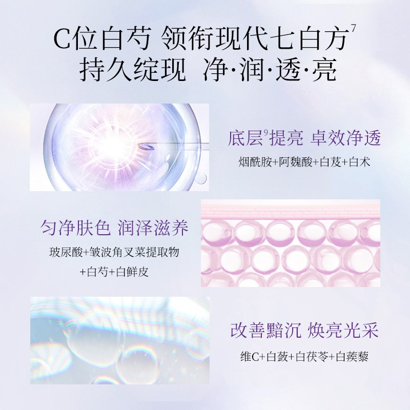 [成毅同款]佰草集新七白透亮面膜12片灯管精华双皮奶面膜贴片式保湿焕亮透润精华面膜高清大图
