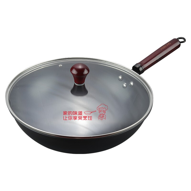 莫斯曼 多特蒙精铁真不锈无涂层家用 32cm 原木手柄炒锅 黑色 MSM-5866高清大图