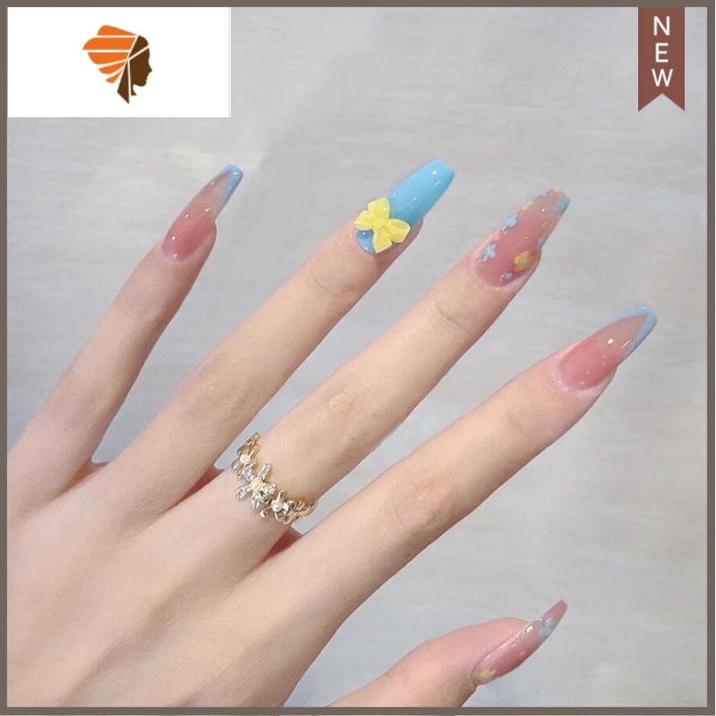 欧美风长款假指甲贴片美甲成品甲片可摘带反复拆卸孕妇可用穿戴甲