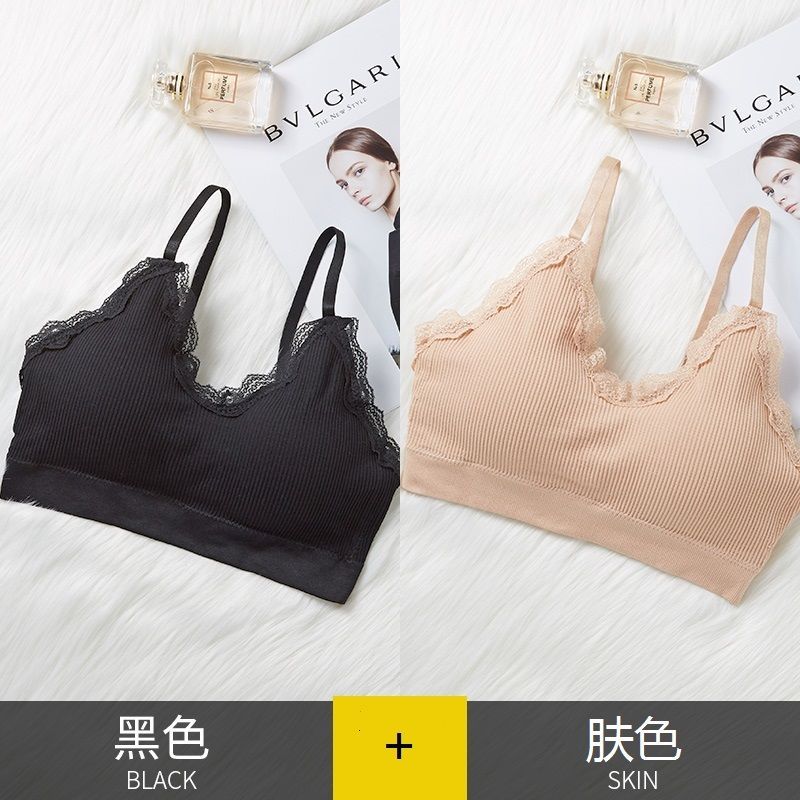 辞梅韩版少女学生蕾丝边无钢圈吊带打底背心女性感聚拢文胸运动内衣女