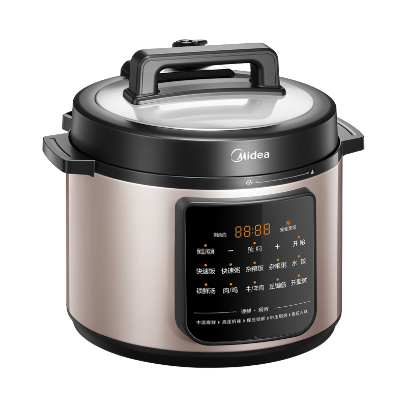 美的(Midea) MY-E5219 电压力锅 大容量5L 少盐提鲜双胆 十大花样菜单 24小时智能预约高清大图