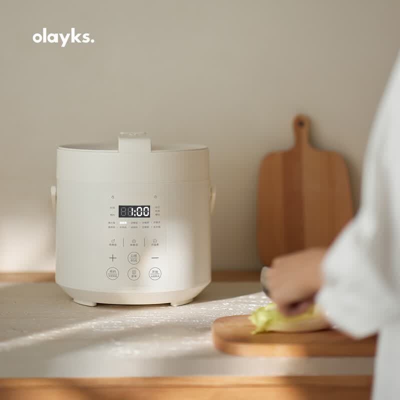 OLAYKS 立时智能触摸控制电压力锅 YBW2001B 2L 白色单胆设计支持预约功能高效烹饪2-4人用高清大图