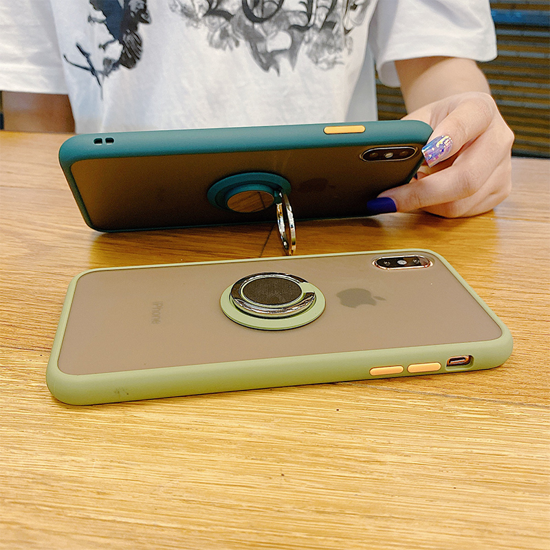 网红男女新款保护套边框撞色时尚硬壳华为nova5pro军绿磁吸手手机座
