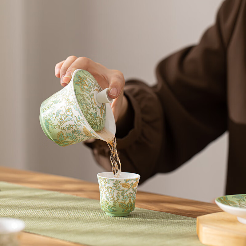 苏氏陶瓷(SUSHI CERAMICS) J1067 渐变革纹盖碗小套装 一盖碗二品茗杯 (单位:套)高清大图
