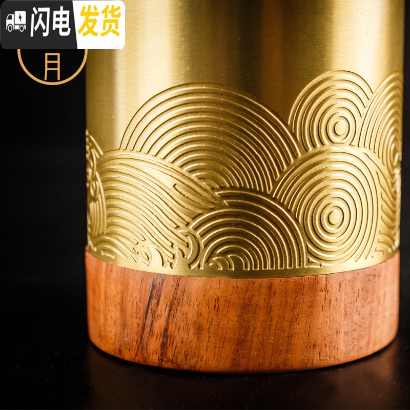 三维工匠铜红木中式笔筒摆件复古中国风禅意创意书房办公室商务礼品 不带暗格(黄铜配大果紫檀)高清大图