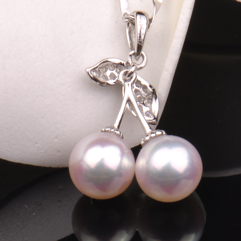 梦克拉 18K金钻石海水珍珠吊坠 强光正圆海水珍珠吊坠 樱桃高清大图