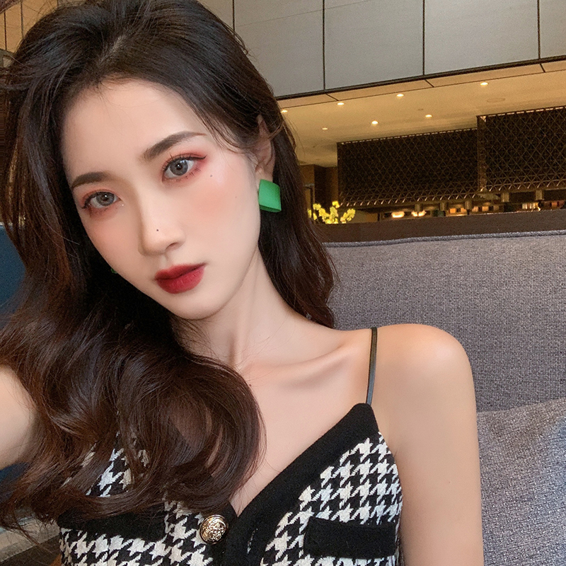 lacelips网红绿色耳环2020年新款潮韩国气质网红耳饰品夸张耳钉