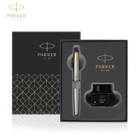 派克PARKER 钢笔 乔特钢杆金夹墨水笔+墨水礼盒套装 学生商务办公通用书写练字专用金属0.5mm不锈钢F笔尖