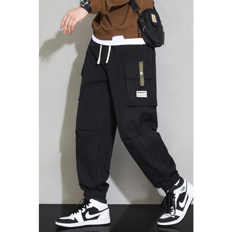 南极人工装裤男士春秋季潮牌束脚百搭男款黑色休闲男生运动长裤子