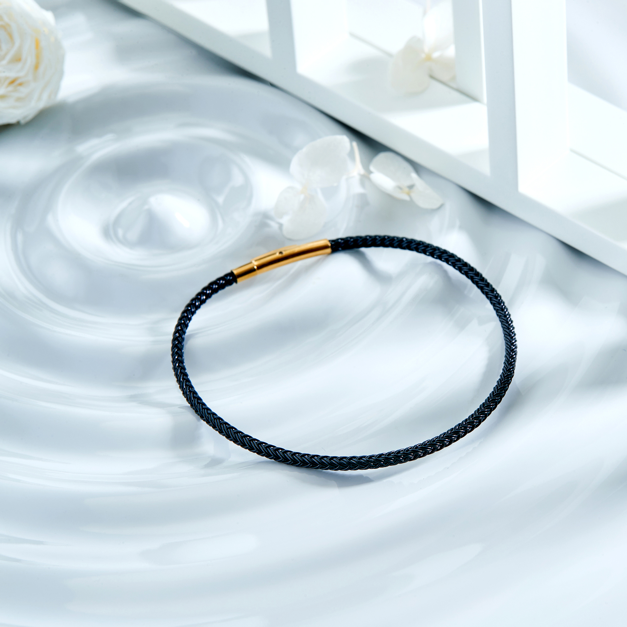 千叶珠宝首饰编织钢丝绳黑色绳礼物