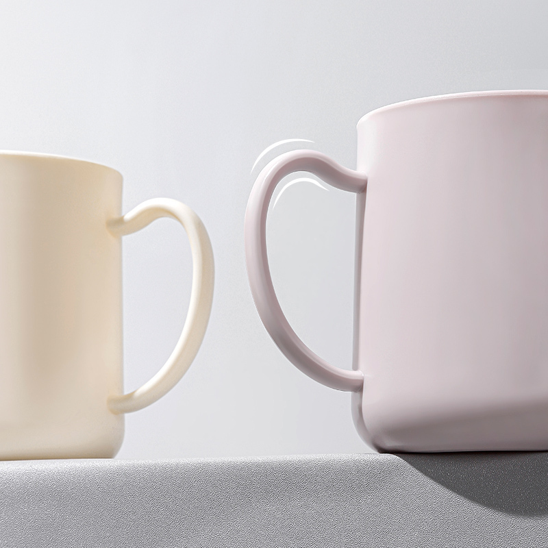 (亚麻黄)情侣漱口杯家用卫生间洗漱杯学生宿舍带手柄牙刷杯简约可爱刷牙杯高清大图