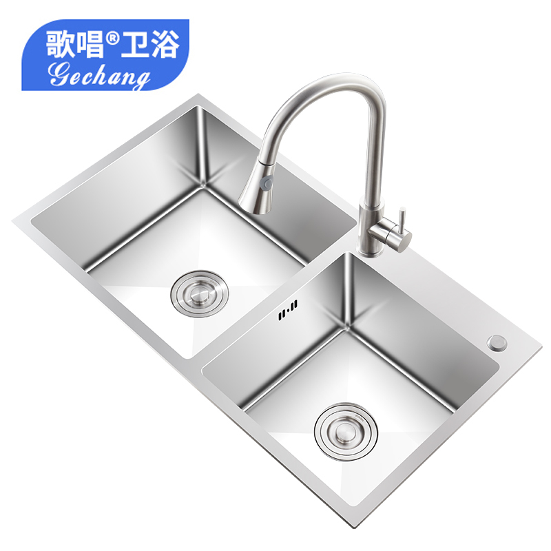 歌唱厨盆 水槽双槽手工槽厨房水槽双槽套餐加厚手工水槽台下盆304不锈钢洗菜盆洗碗池水斗台中盆台上盆平嵌入式通用 价格图片品牌报价 苏宁易购洁蕊专营店